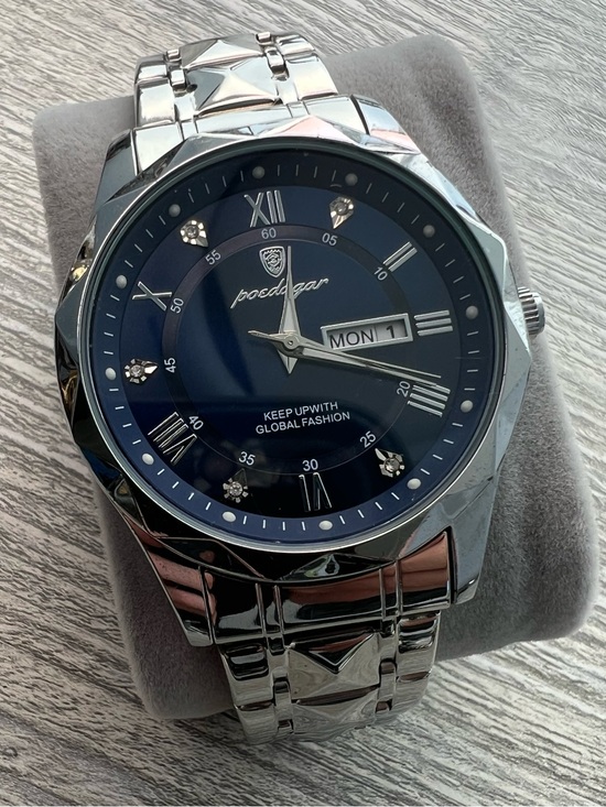 Other - Poedegar Silver Stainless Steel Watch with Blue Dial